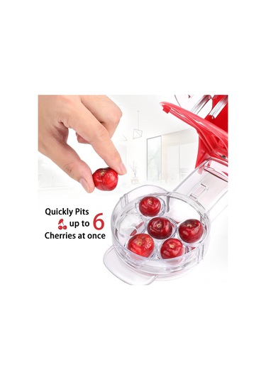 Dofolink Yemek Kalitesi Silikon 6'lı Kiraz Çekirdek Çıkarıcı - Otomatik Çekirdek Saklama, Fırçalı Yıkama Uyumlu, Kilitleme Fonksiyonu