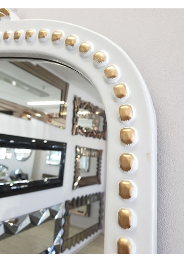 Ayna Denizi Lady White Gold Model Beyaz Altın Renk Dekoratif Ayna Altın - Beyaz