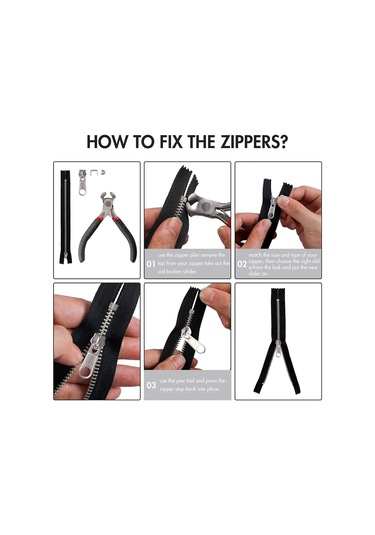 Set, 85 Parçalı Fermuar Tamir Takımı, 3mm, 5mm, 8mm Metal Fermuarlar - Mükemmel