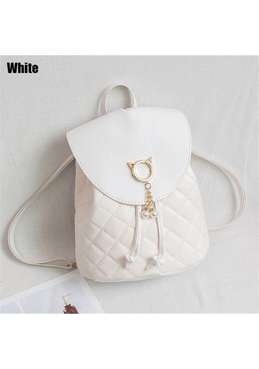 Kadın Küçük Mini Çocuk Pu Deri Bağcıklı Öğrenci Kitap Çantaları Sırt Çantası Khaki Haki