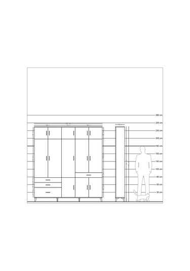 Arges Dolap 8 Raflı 4 Çekmeceli 3 Askılı 220x30x243 Aytaşı-aytaşı/çam Aytası/atlas Çam
