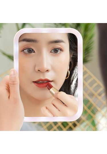 Suntek Usb Makyaj Kozmetik Döner Ayna Dokunmatik Ekran Pembe Tek Işık