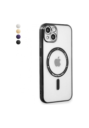 İphone 14 Kılıf Magsafe Özellikli Gold Seri Lazer Silikon Kapak