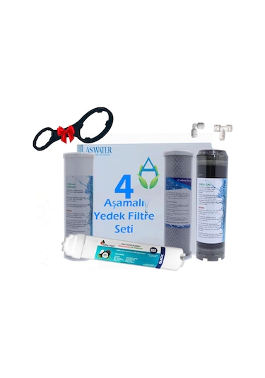 Aura Cebilon Uyumlu 4 aşamalı Açık Kasa Lüx 10" Su Arıtma Filtre Seti