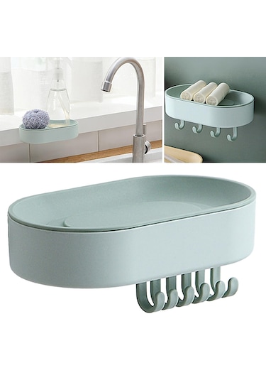 Suntek Sabun Sünger Rafı Drenaj Mutfak Duş Yeşili Çok Renkli