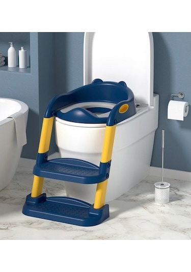 Wondernest Merdivenli Mavi Lichen Klozet Kapağı - Pvc Katlanır Çocuk Yf Mavi