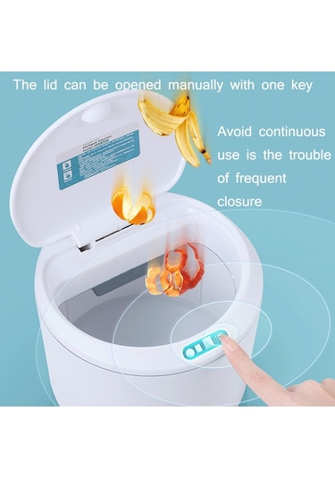 Sones Exped Smart Masaüstü Akıllı İndüksiyon Elektrikli Depolama Kutusu Araba Ofis Çöp Kutusu, Özellikler: 5l Pil Sürümü Beyaz Diğer