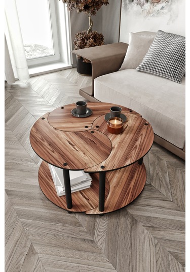 Yin Yang Unıty Serenıty Orta Sehpa 3 Lü Madran Ceviz 70cm Ceviz