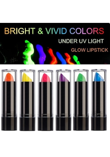 Karanlıkta Parlayan Yanan Uv Neon Ruj Yüz Boyama 6 Adet 6 Renk 4434