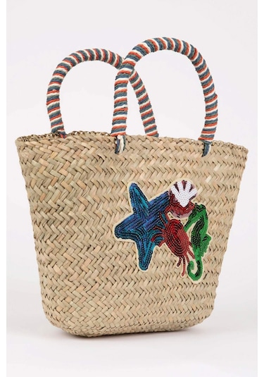 Defacto Kadın Deniz Kabuğu Desenli Hasır El Çantası B9047AXNSBG311 Bej