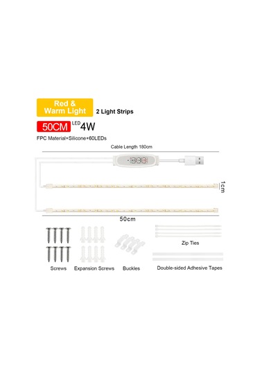 Shineyee 50cm Led Bitki Büyüme Lambası, Kırmızı-ısı Işığı, 4 Seviye Parlaklık, 24 Saat Akıllı Zamanlama 3h/9h/12h , Usb Çalıştırma, Kolay Kurulum Yapıştırıcı/visne/ziplok Gösterildiği Gibi