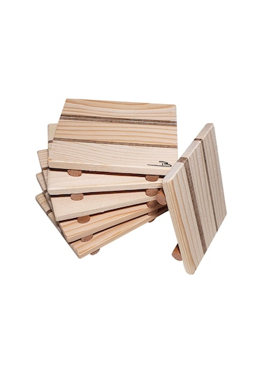 Doğal ahşap Bardak altlığı fincan altlığı çay tabağı (6lı set) Ahşap