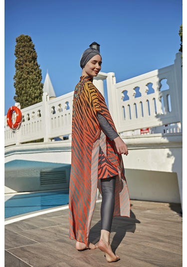 Remsa Tesettür Mayo Üzerine Tasarım Tek Kaftan Pareo 430-305 Kenya