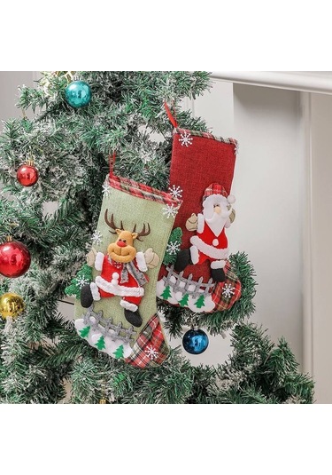 Geeksen Noel Ağaç Dekorasyonu: 4 Adet Askı Şeker Çantası - Noel Hediyesi Saklama Çantaları Ve Süs Eşyaları