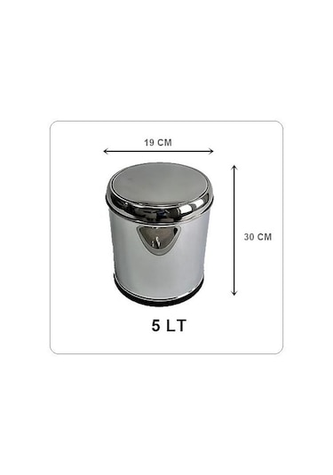 Krom Sallanır Kapak Çöp Kovası 5 Lt Lider Marka
