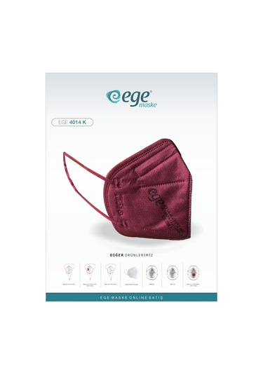 Ege Maske 4014-K Ffp2 Nr N95 Ventilsiz Maske 50'li Bordo