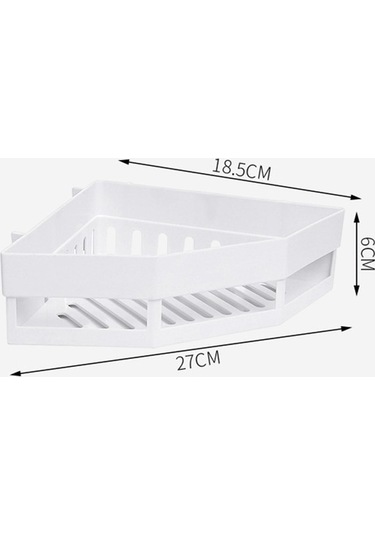 Pazly Üçgen Suntek Şampuan Rafı Raf Paslanmaz Magideal Köşe Depolama Beyaz Uz Çok Renkli