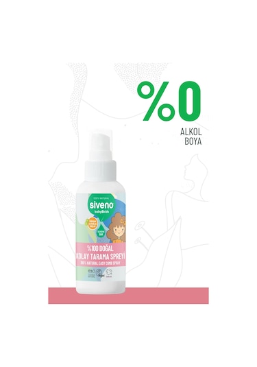 Siveno %100 Doğal Kolay Tarama Spreyi Çocuklar İçin Nemlendirici Hindistan Cevizi Yağlı 100 ml