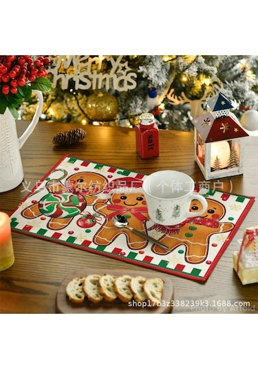 4/6/8 Adet Noel Kardan Adamı Amerikan Servisleri Keten Kaymaz Masa Örtüleri Dikdörtgen Elde Yıkanabilir Yemek Masası Mutfak Ev Dekoru İçin 4,4 Adet-32x42 Cm Diğer