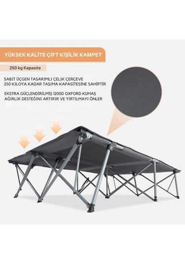 Kingcamp Banyan Double Çift Kişilik Katlanır Kampet Portatif Kamp Yatağı Siyah