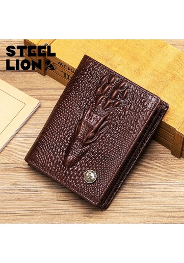 Timsah Desenli Erkek Hakiki Deri Cüzdan, Fotoğraf Albümü Yuvası İle Retro Büyük 91650-black Siyah