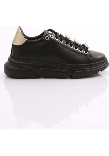 Dgn Es864 Kadin Kalin Kristal Taşli Sneakers Ayakkabi ES864-2007-R123499 Siyah