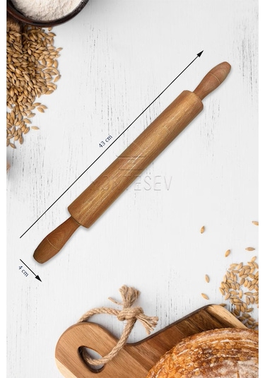 Zambak Serisi Ahşap Hamur Açma Oklavası Merdanesi Kaşık Seti 6 Lı