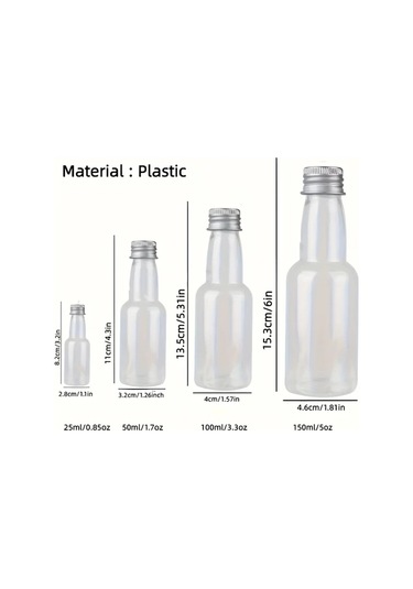 Willowhaven 36 Adet 0.85oz Gümüş Kapaklı Mini Plastik Şişe Cadılar Bayramı Parti Dekorasyonu