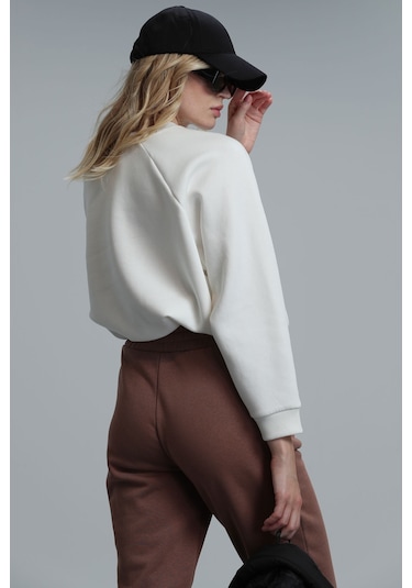 Lufian Uwen Kadın Örme Sweatshırt Kırık Beyaz 122030001100510 Kırık Beyaz