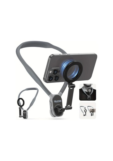 Xuweiwei Telesın Gri Manyetik Tutucu Non Shaking Multi Angle Rotating Gray Telefon Askılık Boyun Askısı Pembe