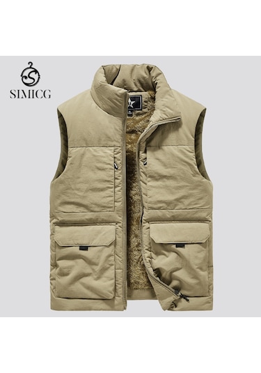 Kalınlaştırılmış İş Kıyafeti Çok Cepli Erkek Yeleği Haki