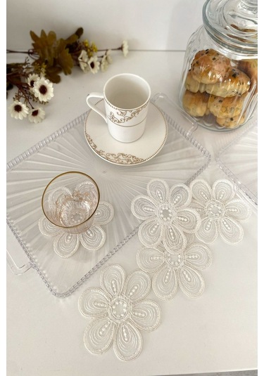 Santiago Model Fincan Yanı Sunum Peçetesi 6 Adet Krem