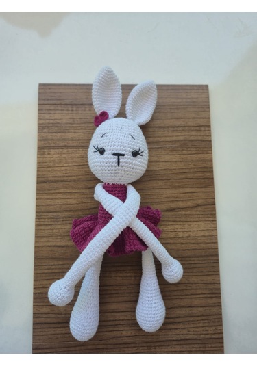 Amigurumi Perde Tutucu Tavşan Pembe - Beyaz