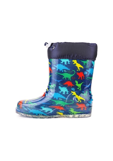 Kiko Kids Savana Su Geçirmez Erkek Çocuk Yağmur Çizmesi Lacivert - Sarı