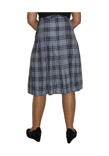 Gri-siyah Ekoseli Pileli Etek Art.7 Çok Renkli