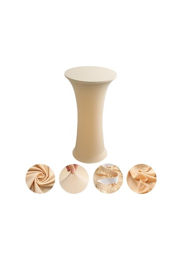 Sones Elastik Spandex Masa Örtüsü Otel Düğün Dekoru Düz Renk Kokteyl Yuvarlak Tabanlı Bar Örtüsü, Boyut: 80 Cm Yuvarlak Şampanya Diğer