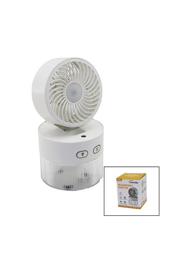 Su Spreyli Katlanır Başlık - 90 Derece Işıklı Usb Mini Fan Çap 11.2cm - Y:13.5-20.5cm 3 Kademe Hız