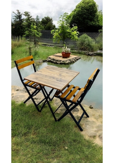 Balkon Bahçe Mutfak 3'lü Bistro Set Katlanır Masa Sandalye 60x60 Sarı Balkon Bahçe Mutfak 3'lü Bistro Set Katlanır Masa Sandalye 60x60 Sarı