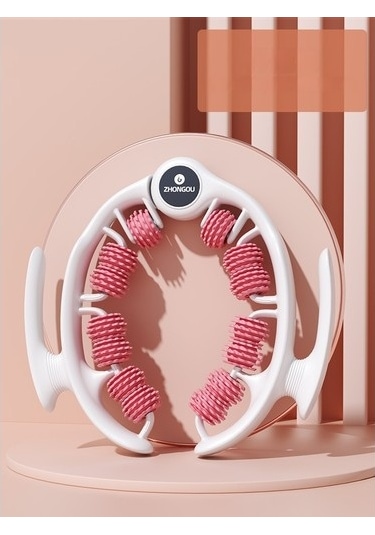 14'lük Yuvarlak Halka Klipsli Bacak Masaj Aleti - Silikon Baldır İnceltme Ve Şekillendirme Aparatı 4782 Pembe