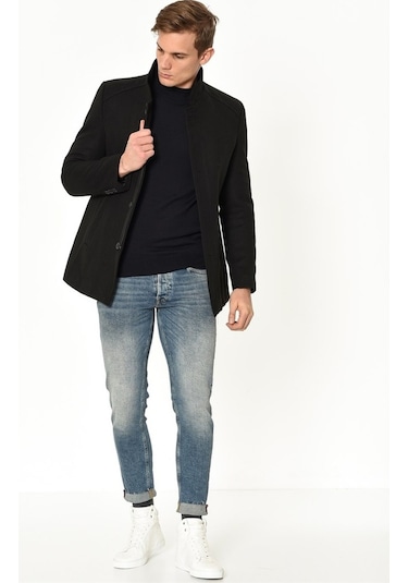 Plt8327 Dewberry Erkek Palto-Siyah