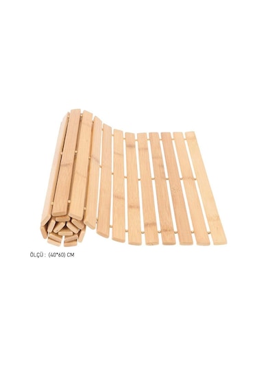 Bambu Katlanır Banyo Paspası 40x60 Cm Krem