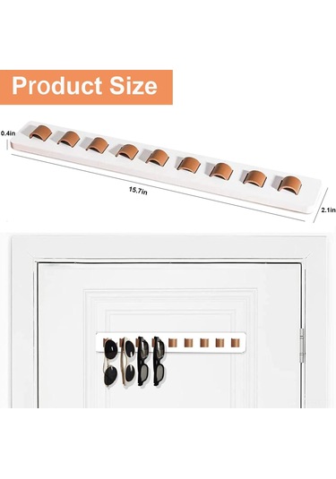 Hangfox Duvar Takılı Bambus Güneş Gözlüğü Dolabı - Pu Deri Kanca İle Ev İçi Gözlük Tutucu Ve Sergi Rakımı 40cm Beyaz