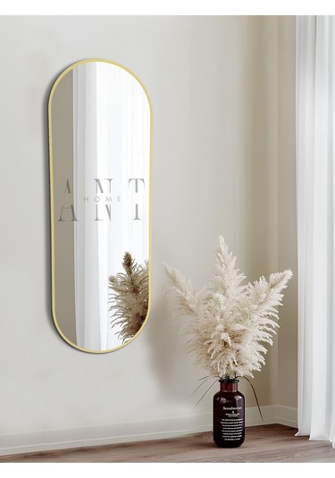 Model Alfa Dekoratif Ayna Duvar Aynası Konsol Aynası Mdf Elips Ayna 120x50 120 X 50 Gold