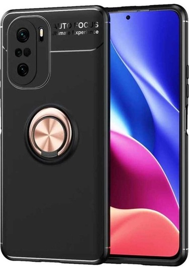 Xiaomi Mi 11i Kılıf Zore Ravel Silikon Kapak Siyah-Rose Gold