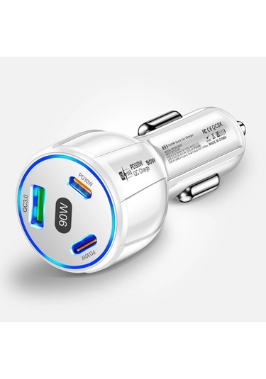 Wsshe90w 3 Portlu Pd Usb Araç Şarj Cihazı İphone Uyumlu 15/14 Pro Max Samsung Uyumlu Chdistribütör Garantili
