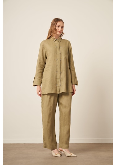 Ftz Women Kadın Ham Keten Takım Çağla 31115 Çağla