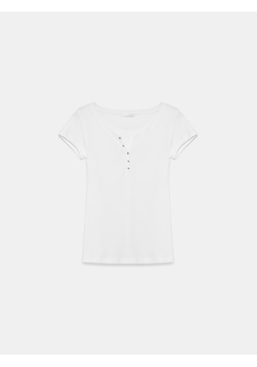 Dilvin 32688 %100 Pamuk Basic T-shirt-beyaz
