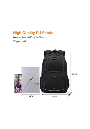 Dizüstü Bilgisayar Sırt Çantası, Erkek Okul Çantası, Usb Şarj Siyah