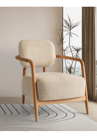 Gloria Ahşap Kollu Ayaklı Berjer Beyaz