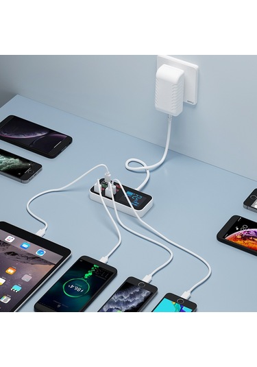 Butu A9D+ Dijital Ekran USB Type-C Masaüstü Şarj Cihazı